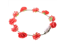 Laxiscreed Coroa De Flores Com Luzes Led Duradouras Para Festa E Decoração De Cabeça, Vermelha