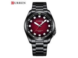 Relógio de Quartzo MDUG À prova D'água, estilo executivo, com coroa inclinada, pulseira de Aço Inoxidável, preto e Vermelho