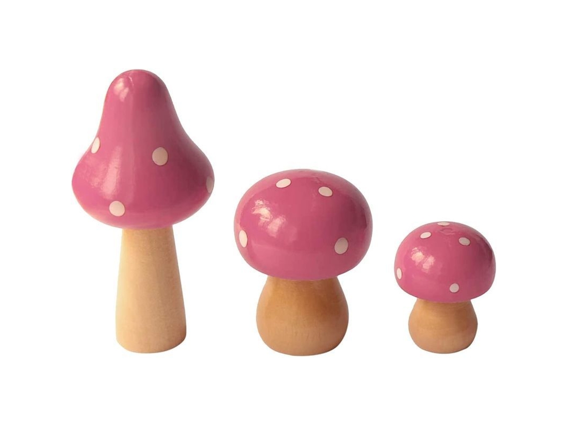 Conjunto de Cogumelos Nova Line de madeira, 3 peças, tamanhos variados | S/MARCA