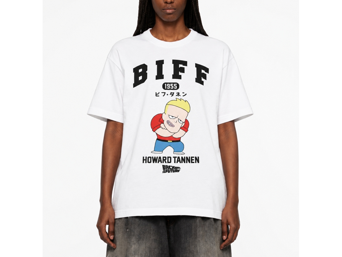 Rockinstone Back To The Future Movie Biff Howard Tannon Cartoon White Adult T-shirt Size:l