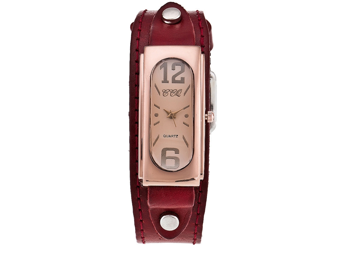 Relógio de Pulso Ccq Vintage Retangular com Cinta de Pu para Homem (vermelho)