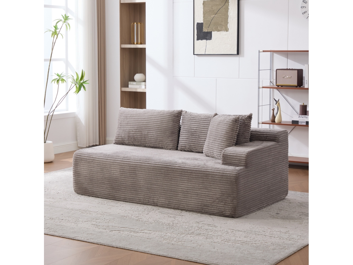 Sofá Modular Cinza Em Chenile, Espuma 30d. Base Antiderrapante, Fácil Mover, Ideal Para Sala.