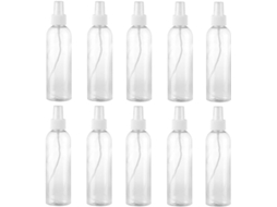Frascos de spray vazios e recarregáveis, spray fino Nevoa, pacote com 10 unidades.