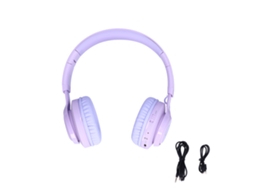 Aetheria fone de Ouvido Bluetooth Infantil Bt06c com Luzes Led Estéreo Plegável Roxo