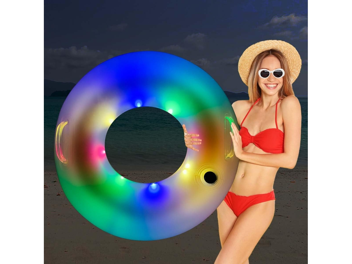 Unidade Única: Bóia Inflável Com Led Para Adultos, Diâmetro Interno 46 Cm. Perfeita Para Diversão Na Piscina E Praia No Verão.