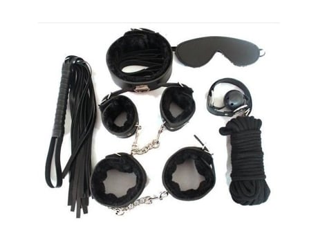 Kit Set Bdsm Gag Collar Mask Chicote Pulsos Tornozelo Algemas Algemas Corda Leash Sm - Bdsm - Sex Toys Sextoys Sextoy