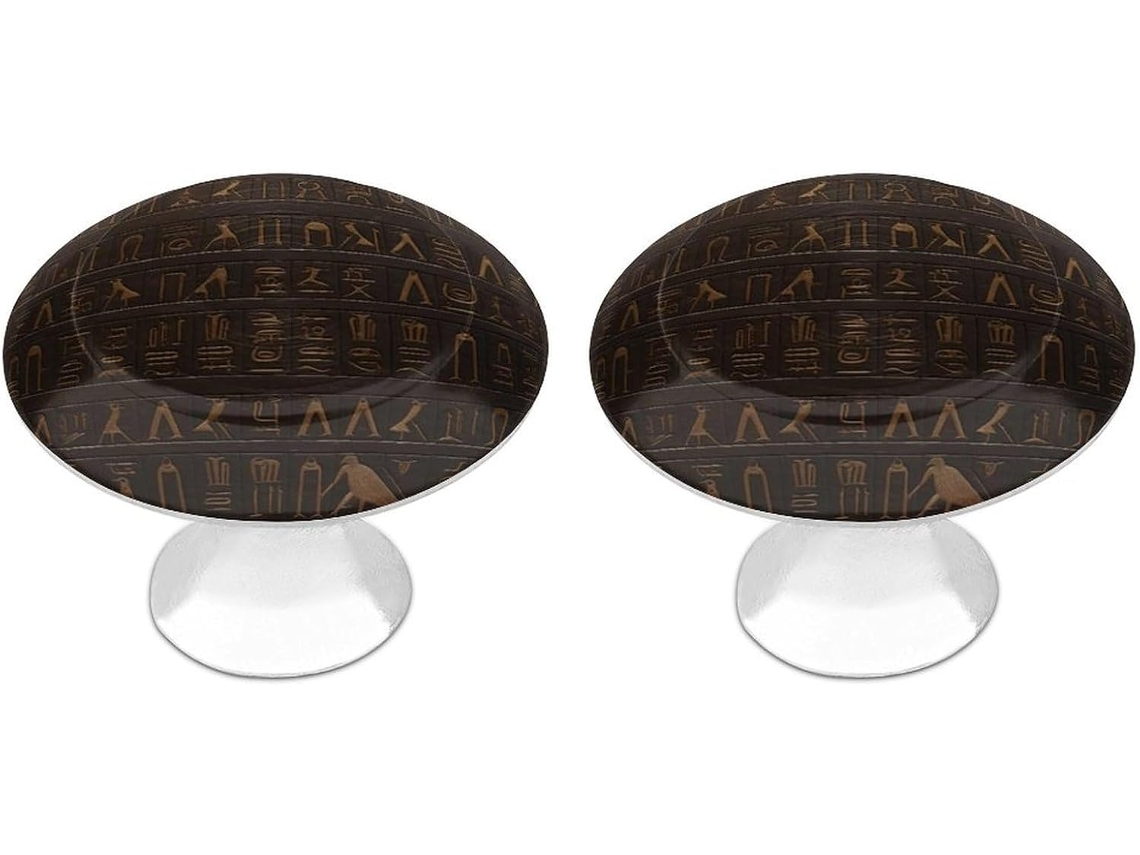 Conjunto De 2 Puxadores Aço Inoxidável Para Armários Cozinha, Com Design Personalizado De Hieróglifos Egípcios Antigos