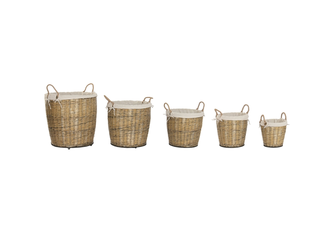 Conjunto de 5 Cestos de Vime de Algodão com Rodas e Alças, 75x75x75cm ALEXANDRA HOUSE LIVING