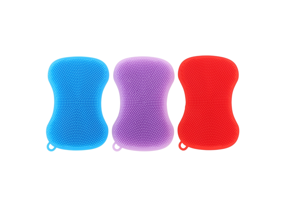 3 Esponjas De Silicone Para Limpar Pratos Anti-deslizantes Com Buraco Para Pendurar Multiuso Eficiênte Escovas De Cozinha
