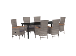 Conjunto 7 Conjunto De Móveis Para Exterior Vidaxl Cinzento Vime Pe (200 X 80 X 73 Cm)