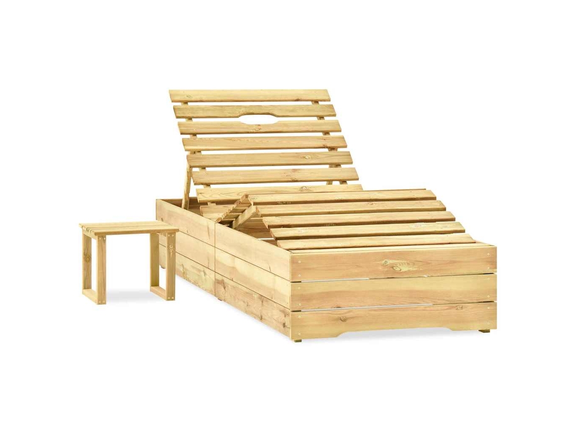 Vidaxl Espreguiçadeira Com Mesa Madeira De Pinho Impregnada Verde