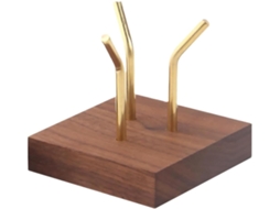 Suporte Exibição Cristais Design Criativo Madeira Nogueira Cobre Multifuncional Acabamento Elegante Minerais GOKOCO