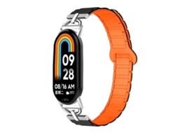 Bracelete para Xiaomi Smart Band 10/9/8 Silicone em formato de D Preto e Laranja XIAOMOYU