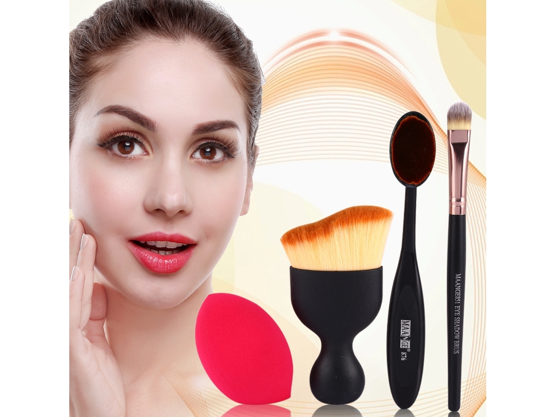 Conjunto De Pincéis De Maquiagem Para Pó E Delineação