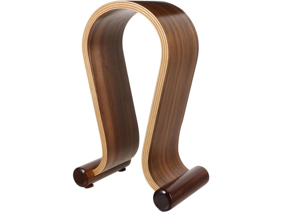 Support De Casque En Bois Noyer En U Pour Bureau, Café