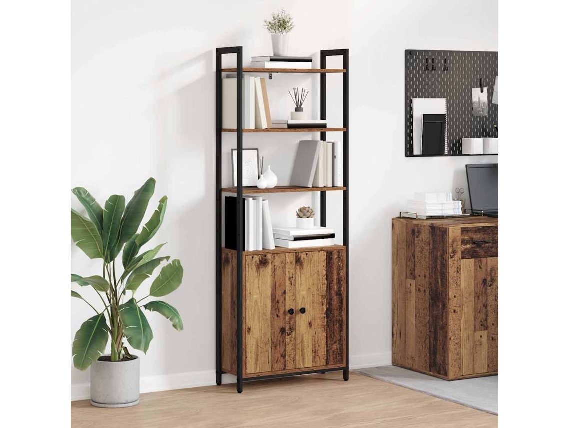 Vidaxl Gabinete De Livros 6 Níveis 60 X 24 X 161 Cm Madeira Antiga