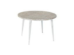 Mesa Lateral, Madeira de Mangueira, Metal Branco com Acabamento Envelhecido ALEXANDRA HOUSE LIVING (75x75x50cm)