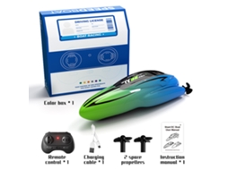Mali barco de Controle Remoto 2.4g, Barco Aquático Carregável À Prova D'água para Piscinas e Lagos, Brinquedo Mini para Crianças e Adultos, Verde