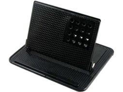 Suporte vesical ajustável para celular com rotação de 360° em silicone, preto, Fosco.