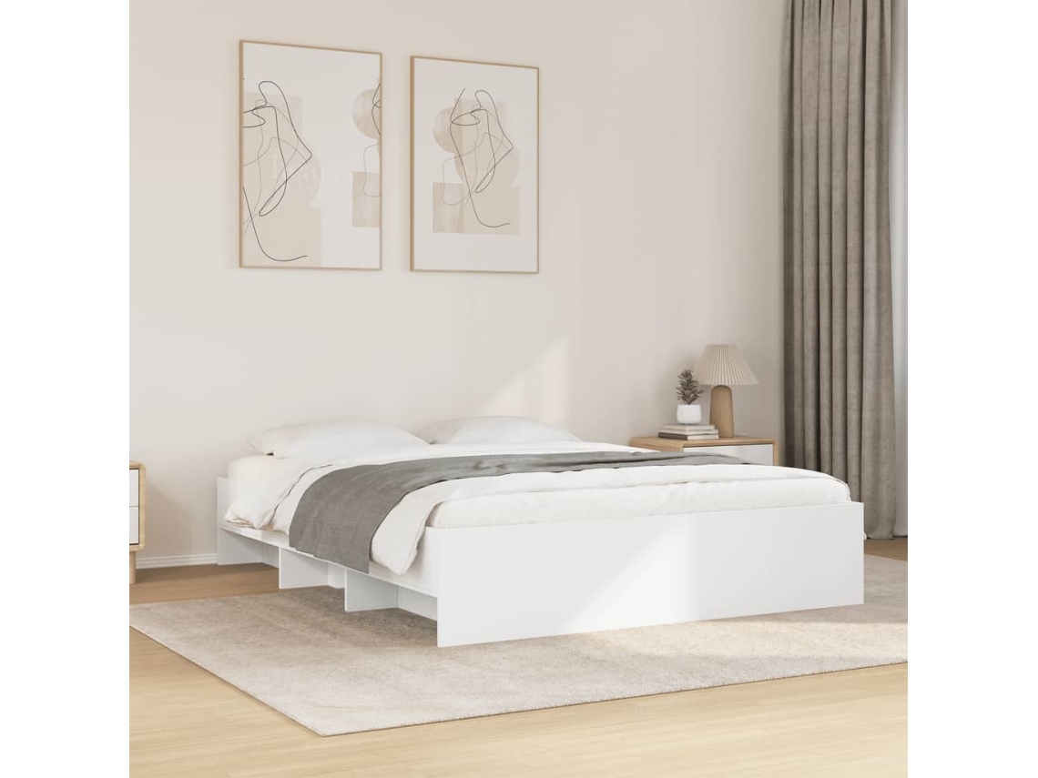 Vidaxl Estrutura De Cama 150x200 Cm Derivados De Madeira Branco