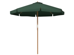 Ombrellone da Giardino Ø325x250 cm in legno con sistema di carrucole e 8 stecche in bambù verde ZENCORE SERVICES
