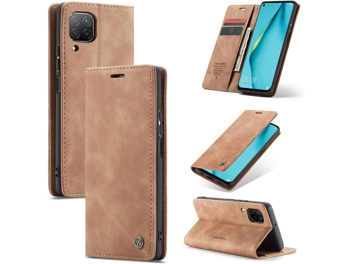 Capa Fólio Tipo Fecho Revestimento para Huawei Nova 7I HONGWE. Textura Macia Magnética com Porta-Cartões
