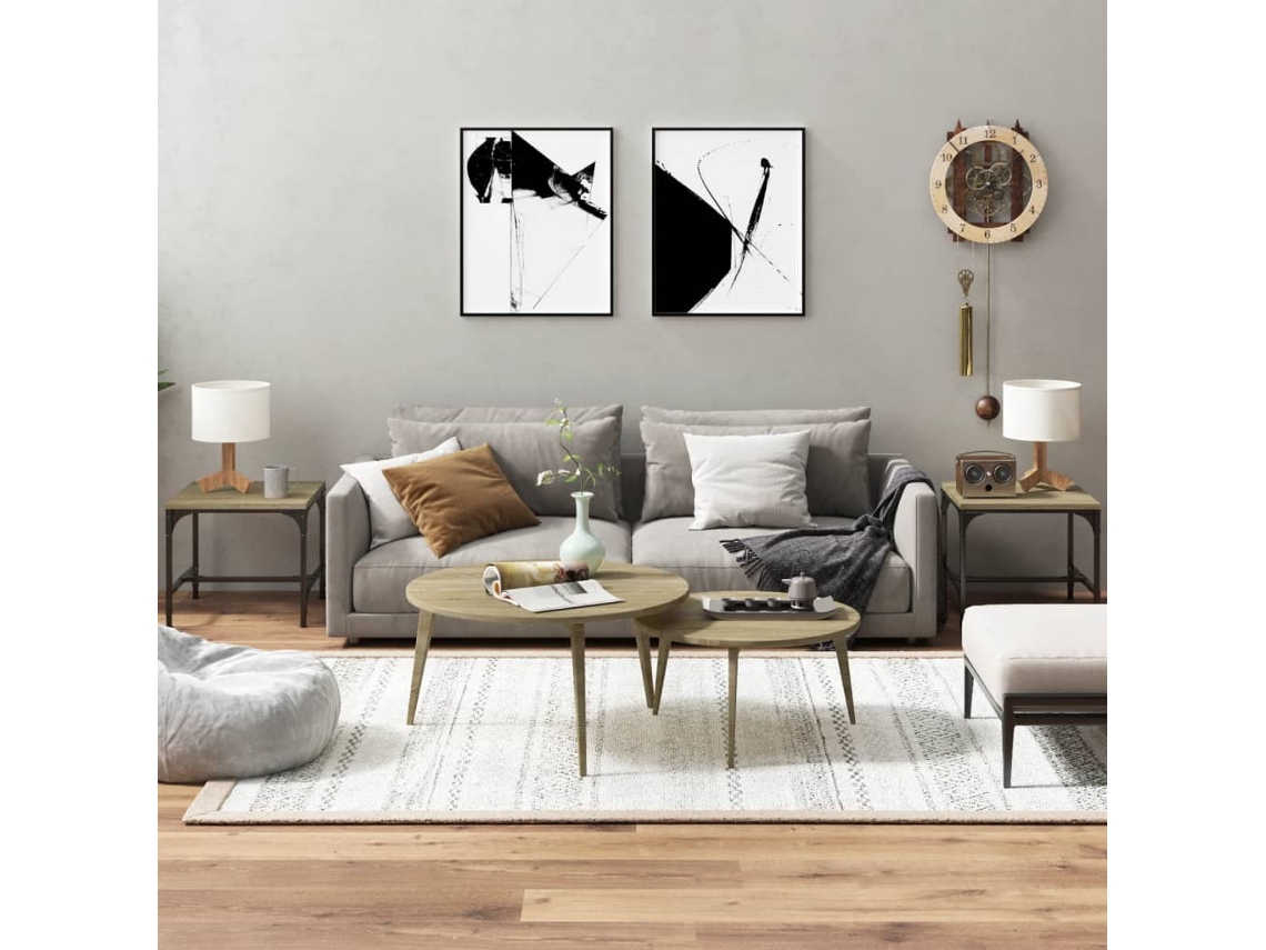Vidaxl Mesas De Apoio 2 Pcs 40x40x35 Cm Deriv. Madeira Carvalho Sonoma