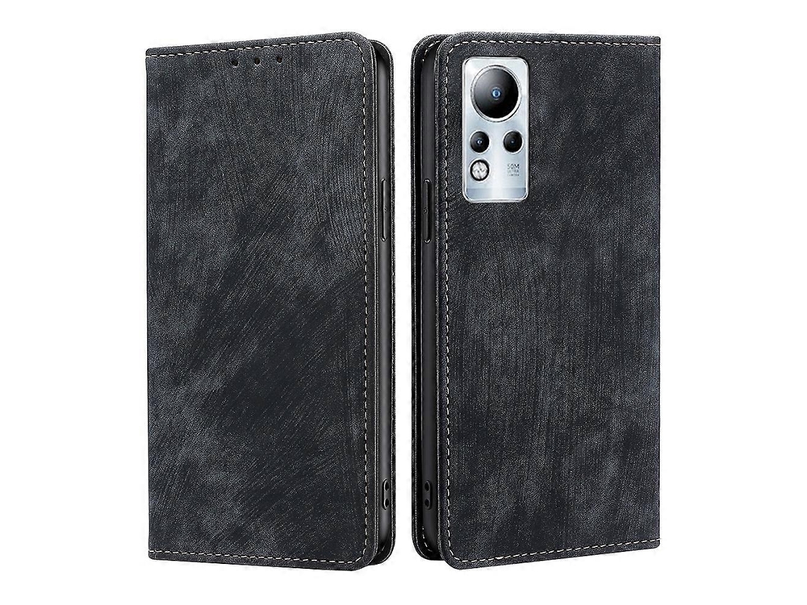 Capa De Celular Em Couro Escovado Magnético Antirroubo Rfid Para Infinix Note 11