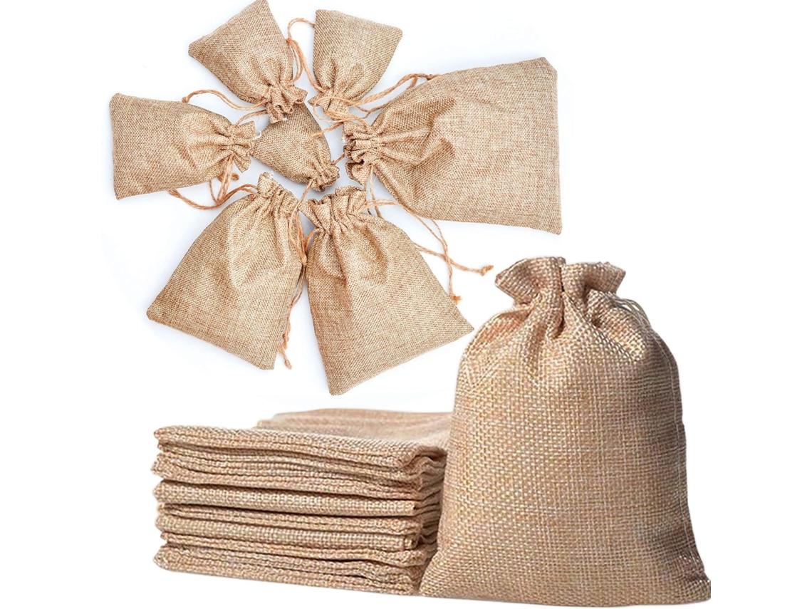 30 Sacolas De Juta Com Cordão