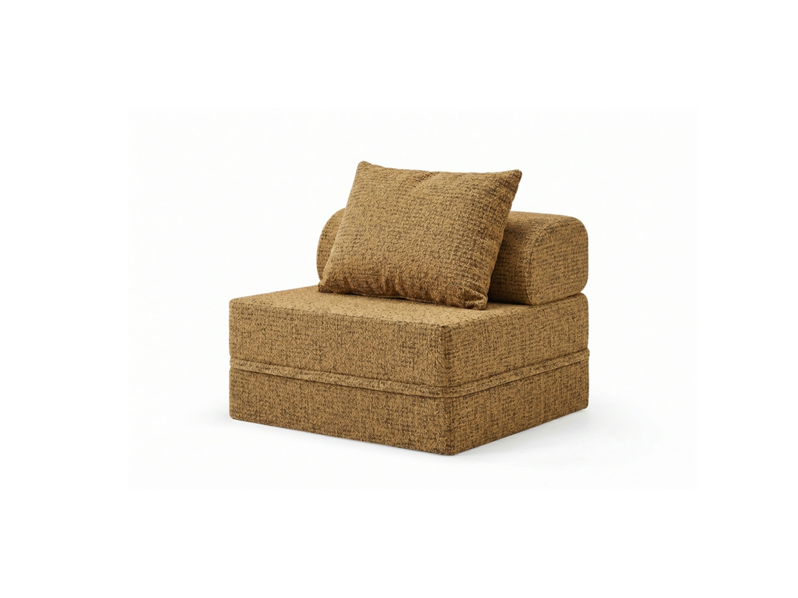 Sofá Modular 1 Lugar Convertível Tweed Mostarda SKOFFA