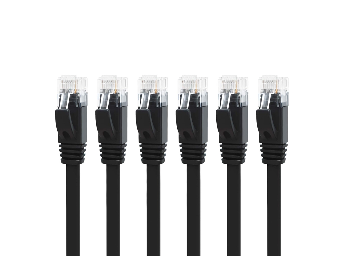 Cabo De Rede De Alta Velocidade Cat6 Ethernet De 1 M, Cabo De Conexão Cat6 Gigabit Para Internet, Tv, Jogos E Roteador Aquaforge (pacote Com 6, Preto)