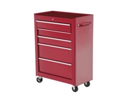 Carrinho De Ferramentas De Oficina Com Rodas, 5 Gavetas Com Fechadura E Alça Lateral, 61,5x33x82,5 Cm, Vermelho.