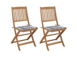 vidaXL Cadeiras de jardim dobráveis c/ almofadões 2 pcs acácia maciça
