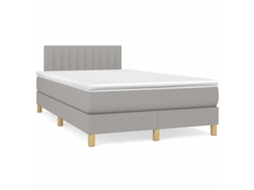 Vidaxl Cama Box Spring C/ Colchão E Led 120x190 Cm Tecido Cinza-claro