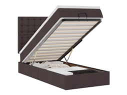 Cama Otomana com Colchão Leds Tecido Castanho Escuro MAISON EXCLUSIVE (90x200 cm)