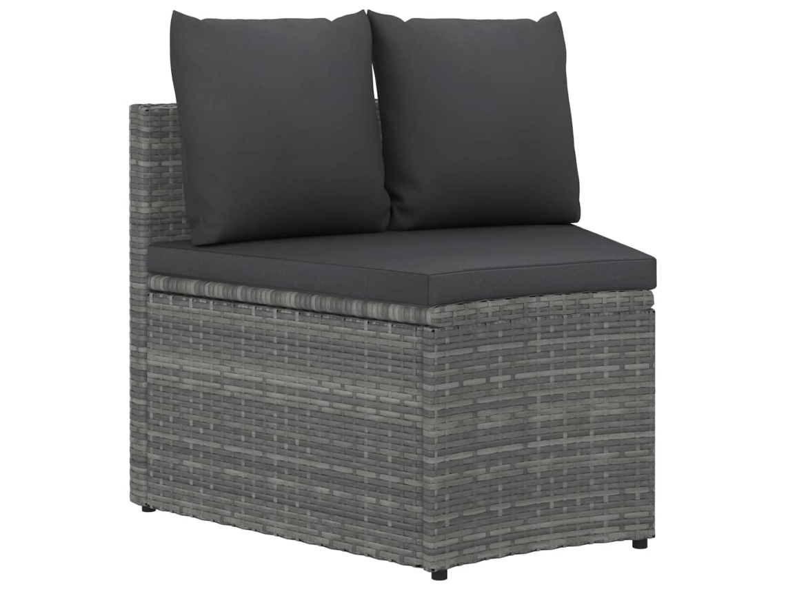Maison Exclusive - 2 Pcs Conjunto Sofás De Jardim C/ Almofadões Vime Pe Cinzento