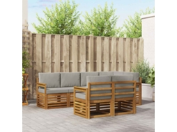 Vidaxl Conjunto De Sofá Sectional 7 Pcs Cinza Natural E Claro