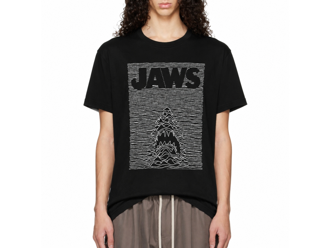Rockinstone Jaws Movie Jaw Division Black Adult T-shirt Size:xl