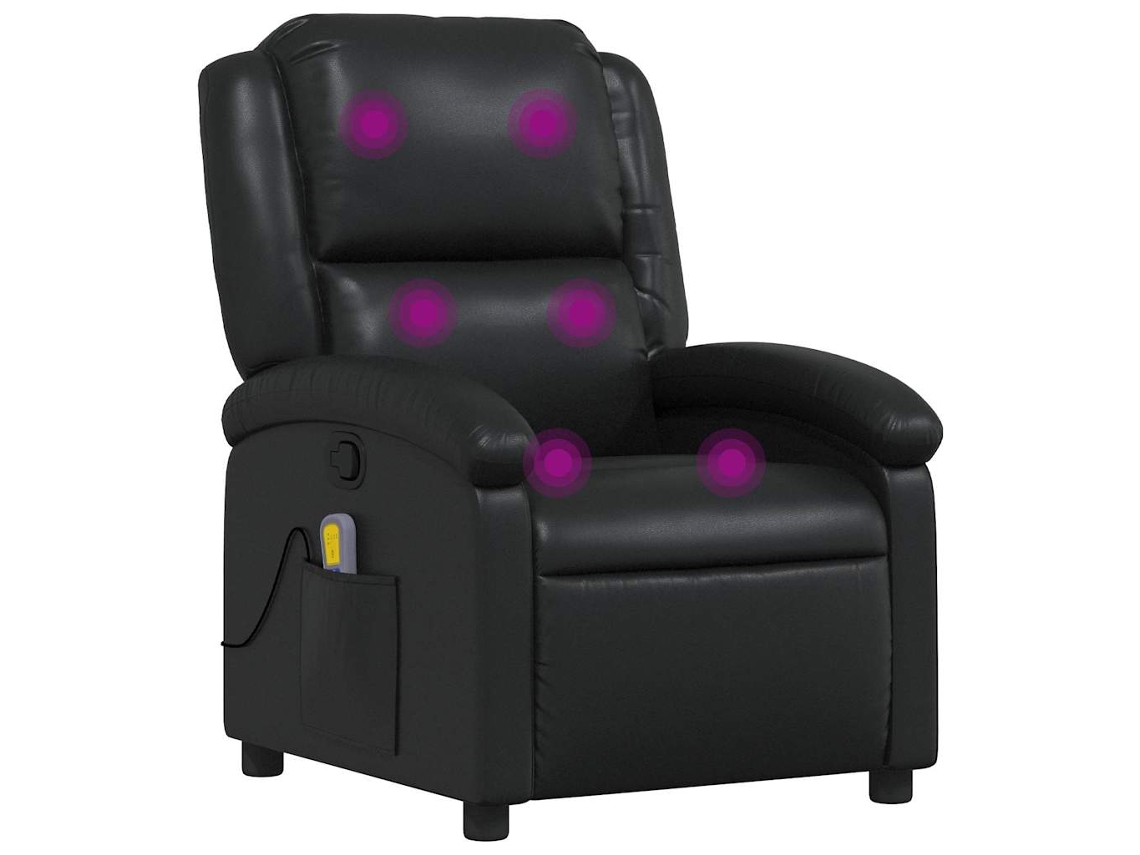 Poltrona De Massagens Reclinável Couro Vidaxl Artificial Preto