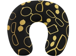 Acessórios para Óculos Preto e Dourado, Travesseiro de Viagem, Apoio o Pescoço, Espuma Viscoelástica Suporte