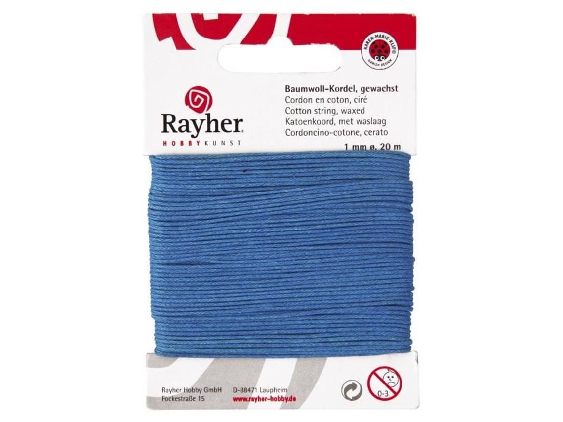 Cordão de algodão encerado azul RAYHER