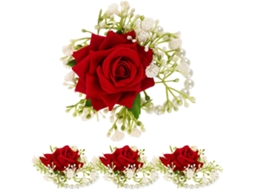 Nuobesty Com 4 Pulseiras De Seda Vermelha Com Flores Artificiais Para Casamento.