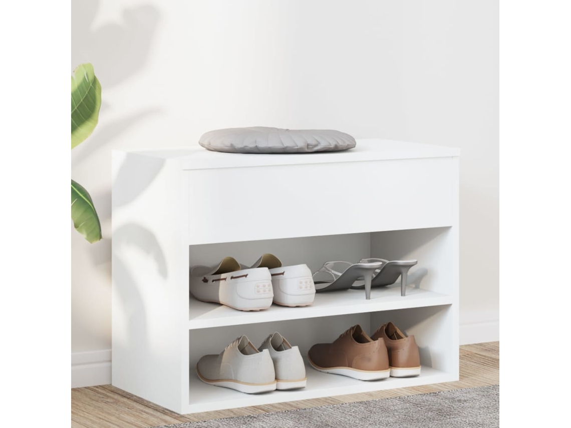 Vidaxl Banco Sapateira 60x30x45 Cm Derivados De Madeira Branco