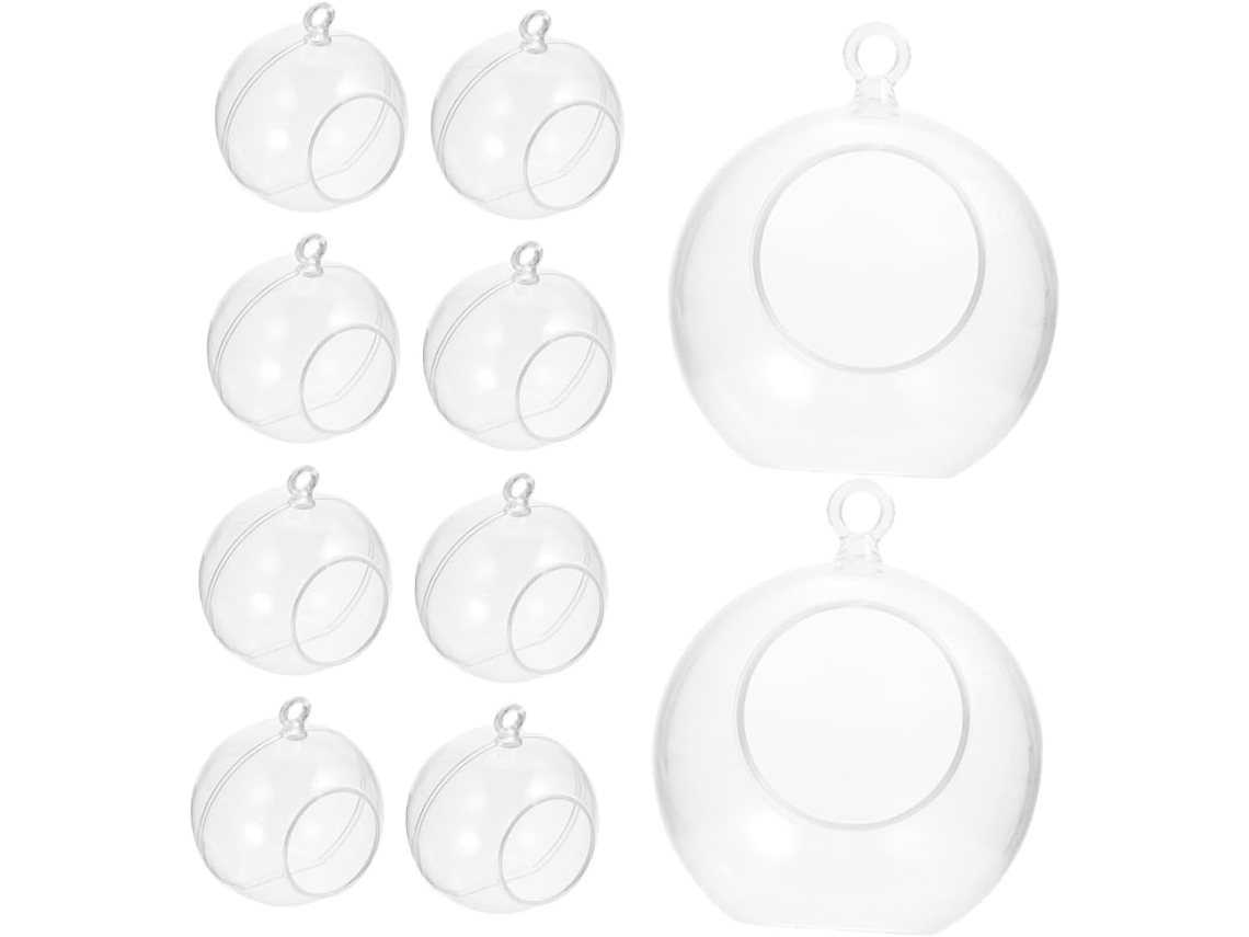 Conjunto de 10 Bolas de Natal Transparentes e Recheáveis, Ideais para Pendurar na Árvore de Natal GOKOCO