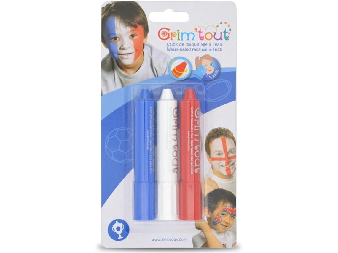 Conjunto Maquiagem Facial Genérico 3 Bastões Azul Branco Vermelho Fácil De Usar Generique