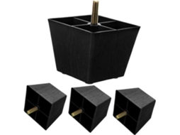 Popetpop Conjunto De 4 Pés Móveis Resistentes Para Substituição Em Armários E Sofás, Pretos, Quadrados, Em Metal E