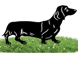 Estátua de Dachshund para Decoração de Jardim Metal com Revestimento em Pó, Tecnologia Antiferrugem Às Intempéries, CHABERLU