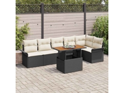 Vidaxl Conjunto De Sofá De Jardim 7 Unid. Preto Rattan Sintético