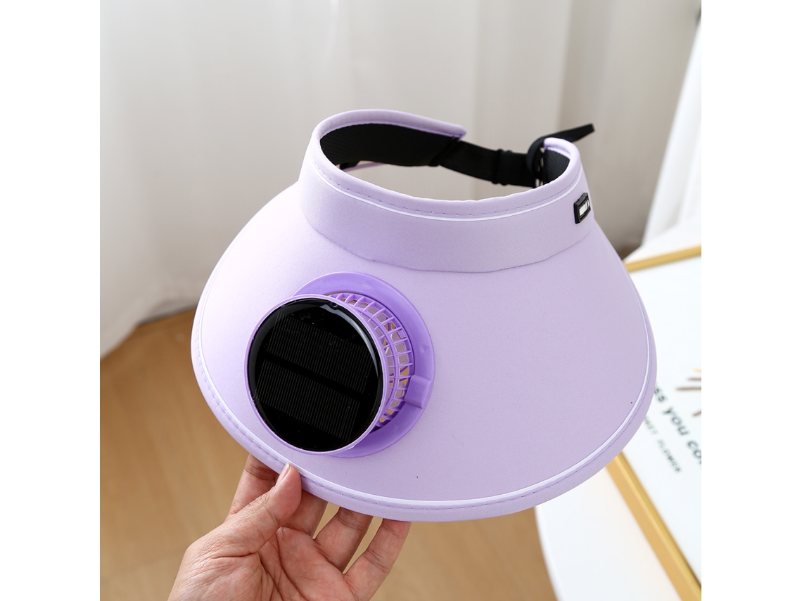 Chapéu de Sol Elétrico de Aba Larga com Ventilador para Homens , Proteção Uv. MDUG (roxo)