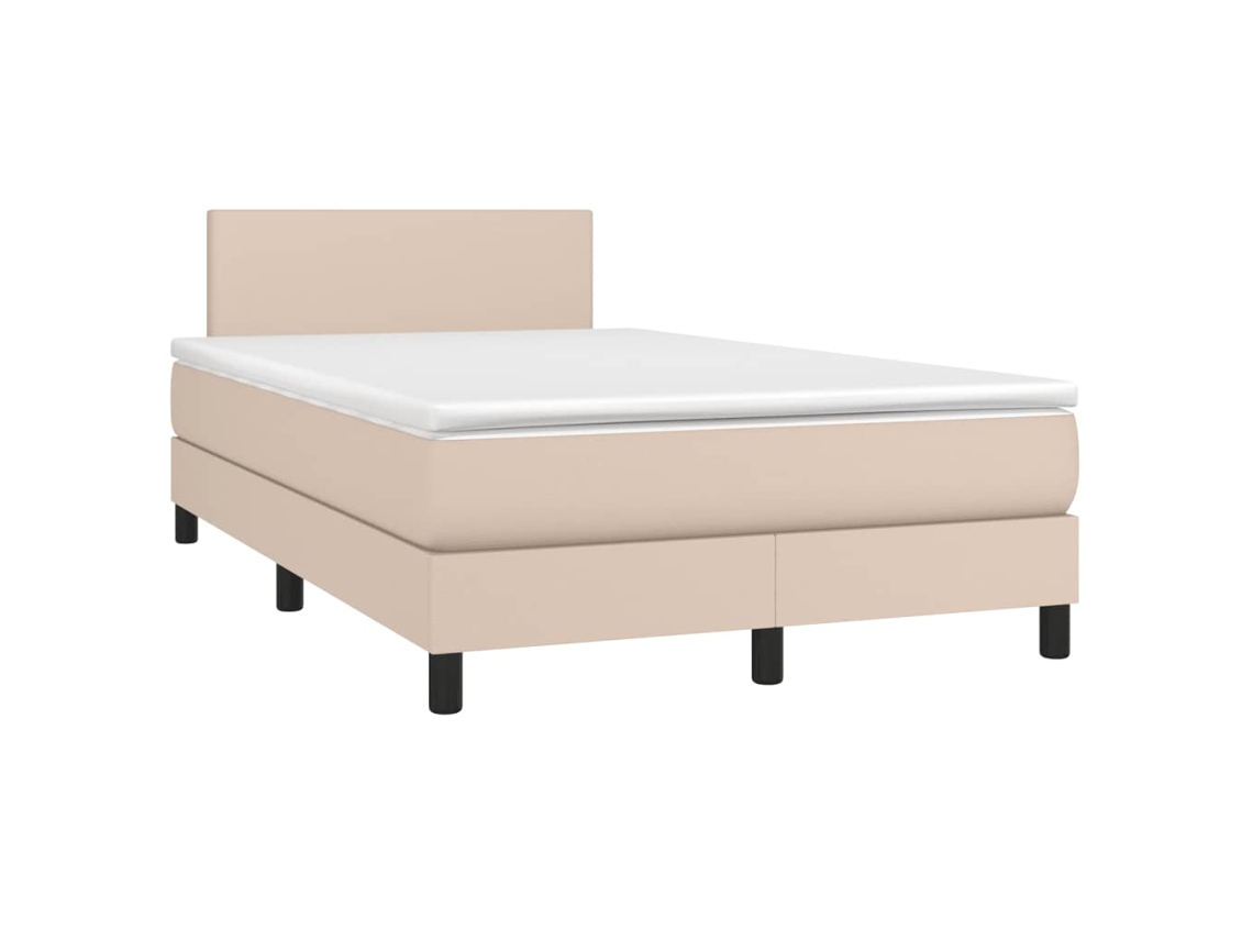 Vidaxl Cama Box Spring C/colchão/led 120x190cm Couro Artif. Cappuccino